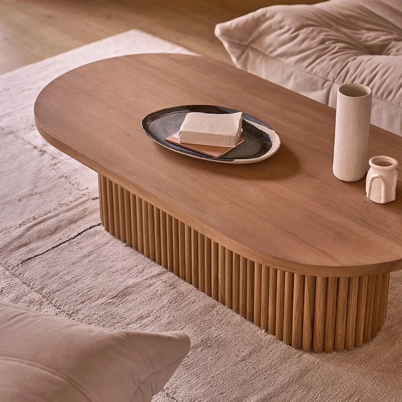 Mesa baja de teca maciza de 120 cm