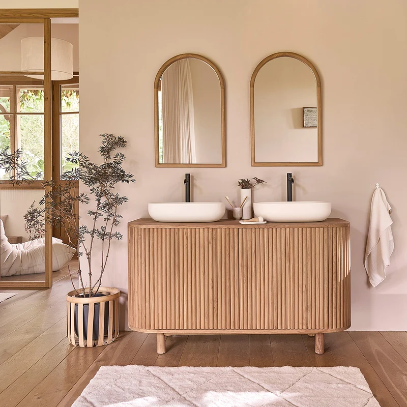 Muebles para lavabo de teca maciza de 140 cm
