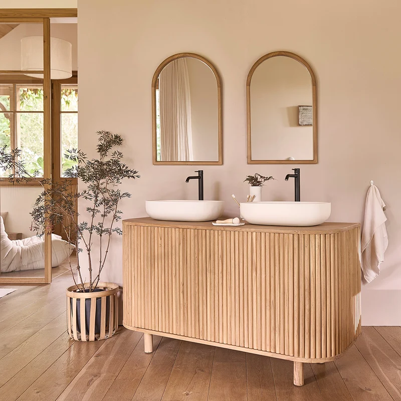 Muebles para lavabo de teca maciza de 140 cm