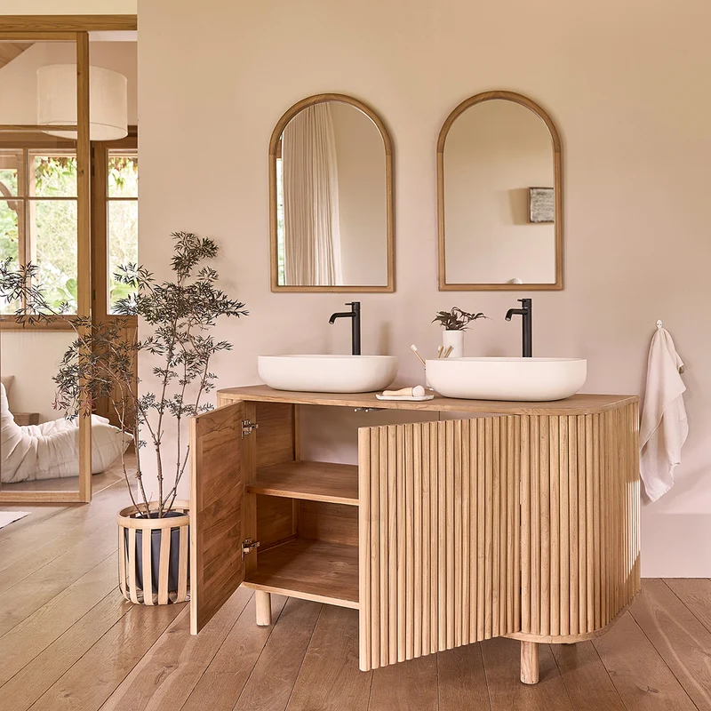 Muebles para lavabo de teca maciza de 140 cm