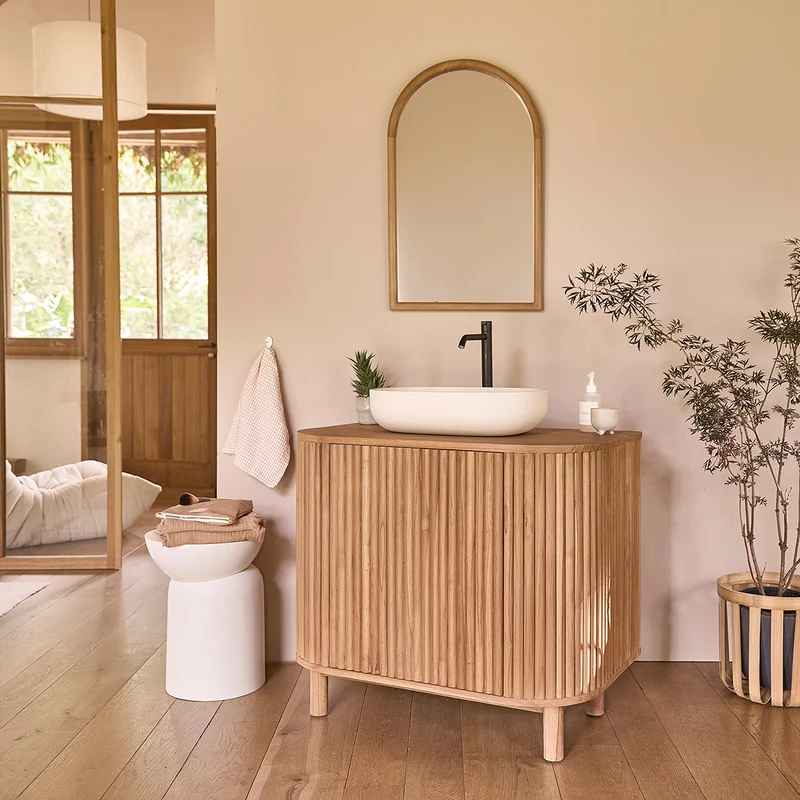 Mueble para lavabo de teca maciza de 90 cm