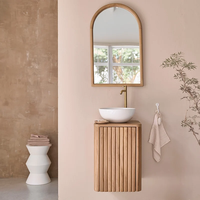 Mueble de lavabo suspendido de teca maciza 40 cm