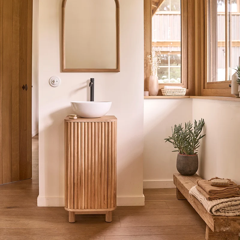 Mueble de lavabo de teca maciza de 40 cm