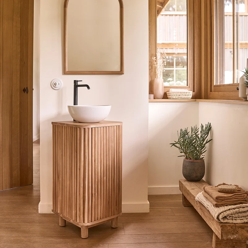Mueble de lavabo de teca maciza de 40 cm