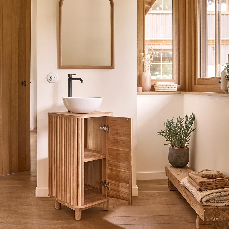 Mueble de lavabo de teca maciza de 40 cm
