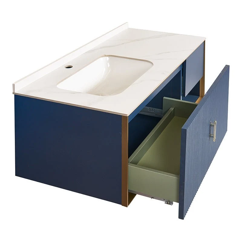 Mueble de baño lacado azul espejo Led 4 piezas de 100 cm Alpine