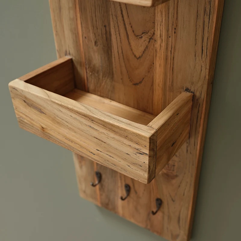 Estantería de pared de teca maciza reciclada 100