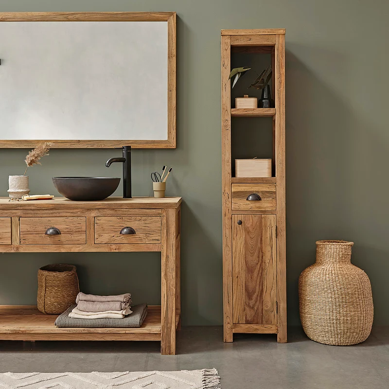 Columna de teca maciza reciclada de 170 cm