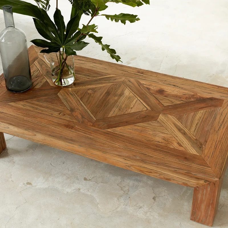 Mesa baja de teca maciza reciclada 120 cm