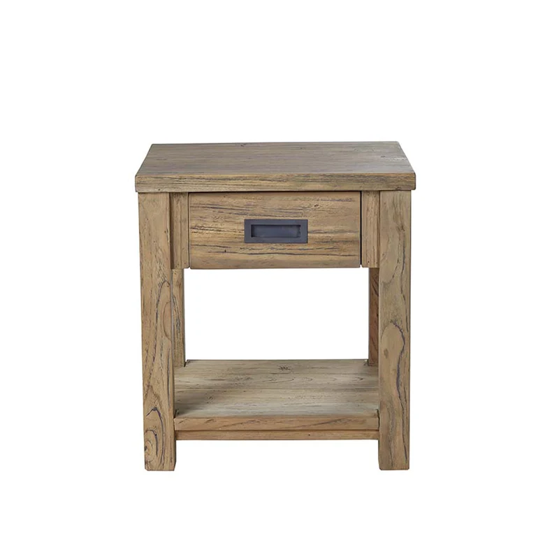Mesita de noche de teca maciza reciclada de 45 cm