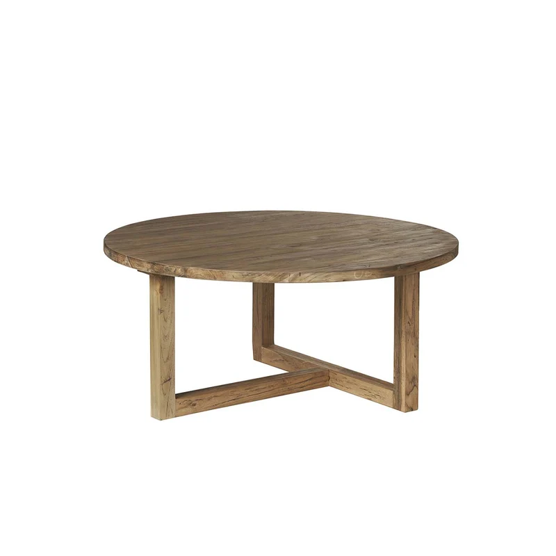 Mesa baja de teca maciza reciclada Ø 100 cm