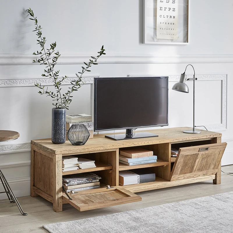Mueble de TV de teca maciza reciclada de 160 cm