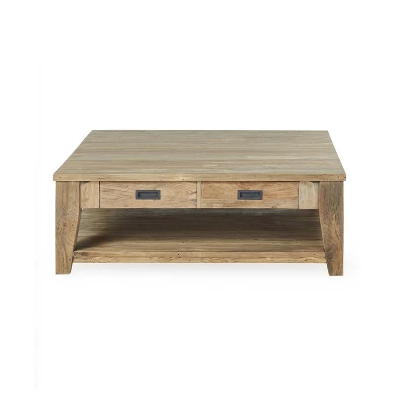 Mesa baja de teca maciza reciclada 120 cm