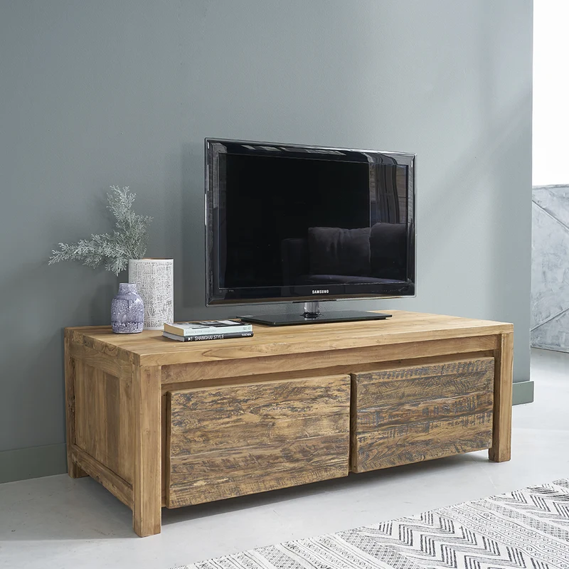 Mesa baja de teca maciza reciclada 120 cm