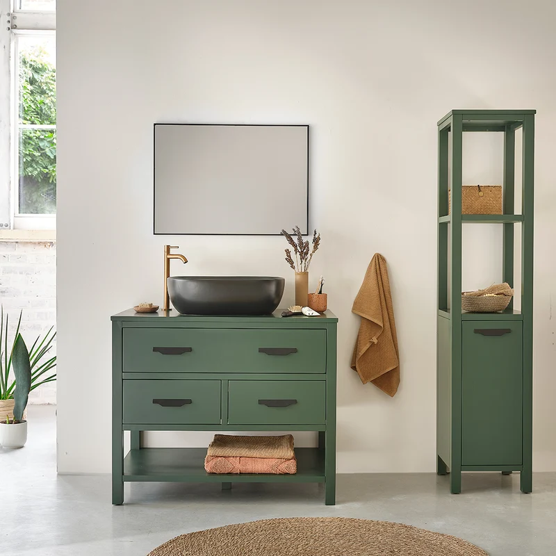 Columna de baño verde de acacia 160 cm