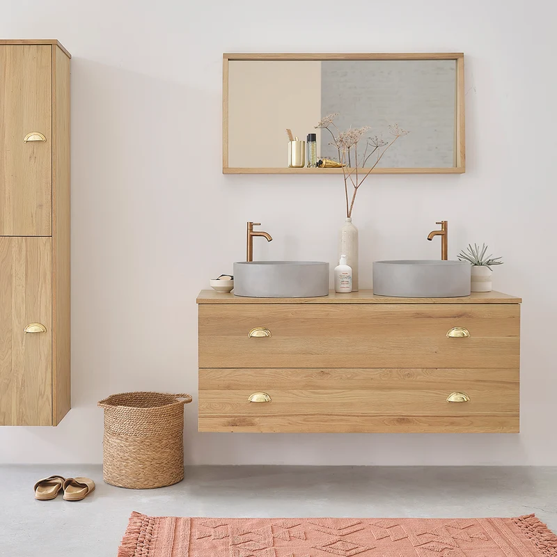 Mueble suspendido para lavabo de roble 120 cm