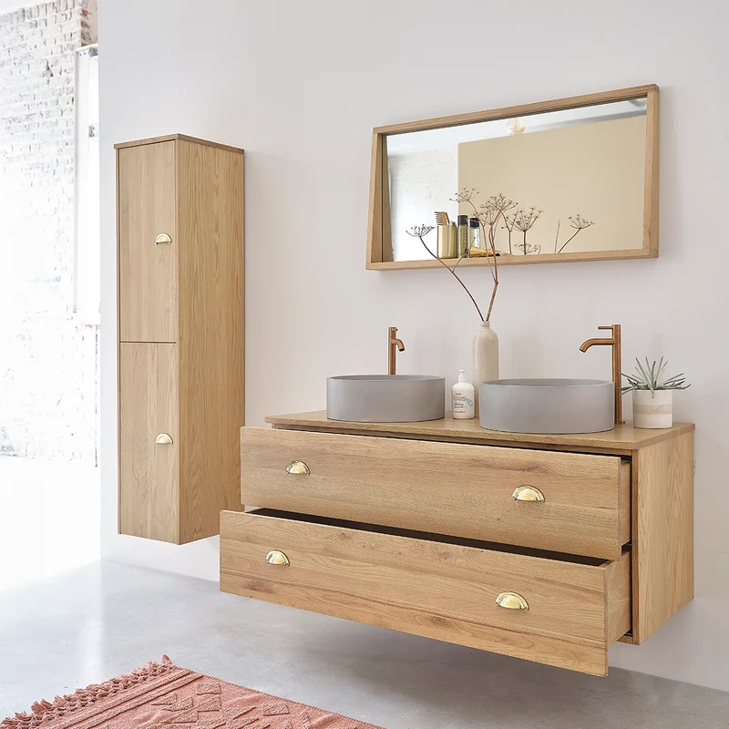 Mueble suspendido para lavabo de roble 120 cm