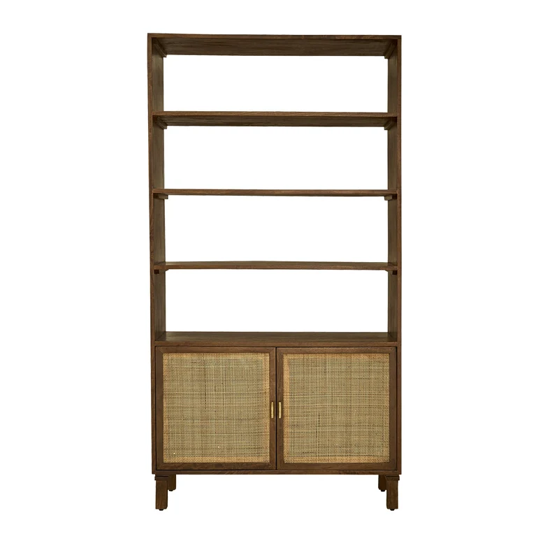 Librería de mango con acabado de nogal y rejilla de 170 cm