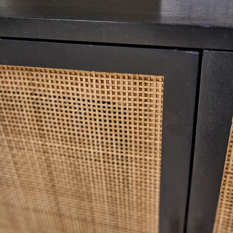 Librería de mango macizo negro y rejilla de 170 cm