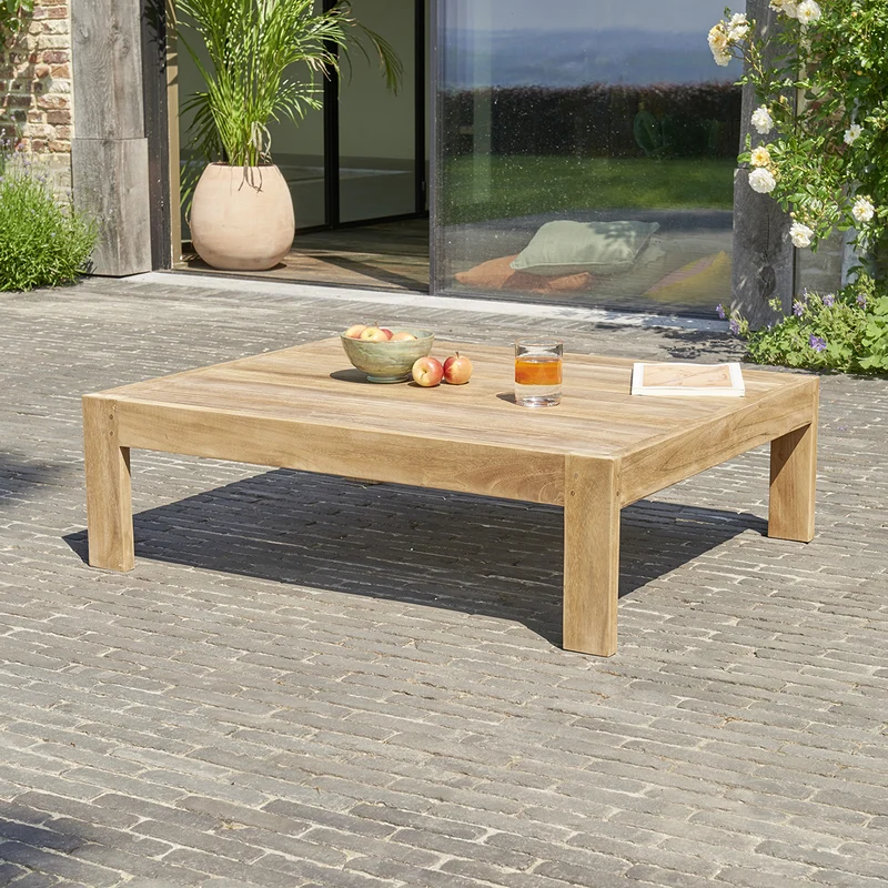 Mesa baja de exterior de teca de 102 cm P