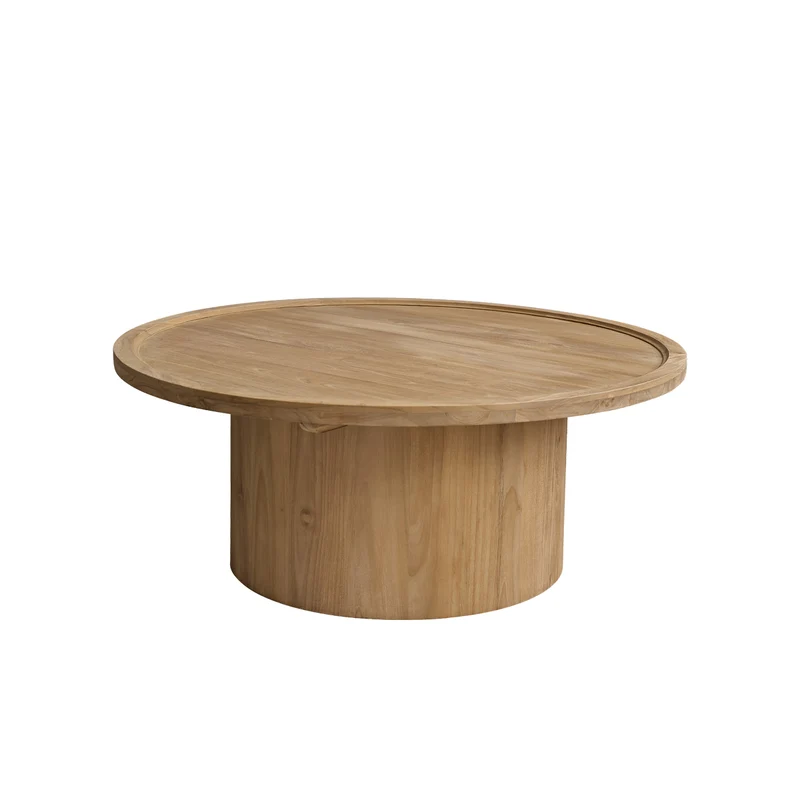 Mesa de centro redonda de teca maciza Ø 100 cm