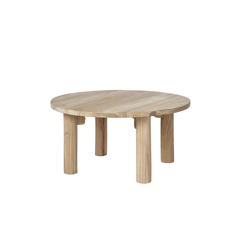Mesa baja de teca maciza Ø 80 cm