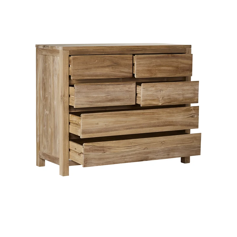 Cómoda de teca maciza de 120 cm
