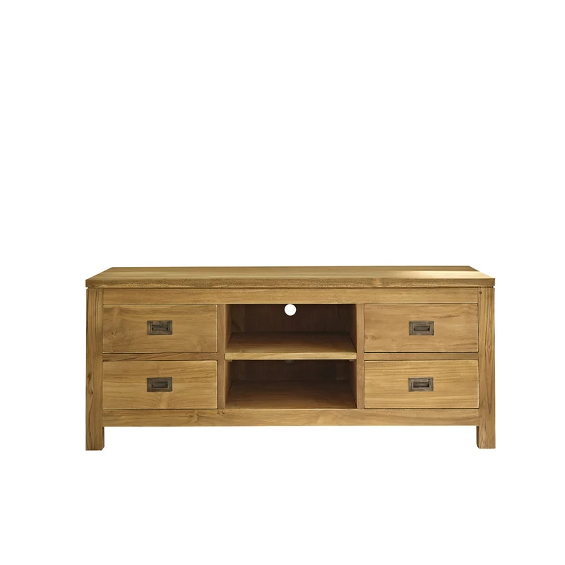 Mueble de TV de teca maciza de 120 cm