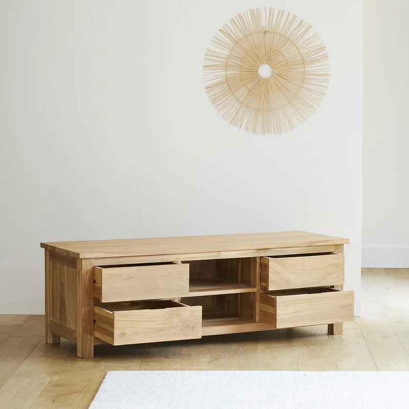 Mueble de TV de teca maciza de 150 cm