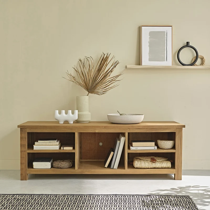 Mueble de TV de teca maciza de 150 cm