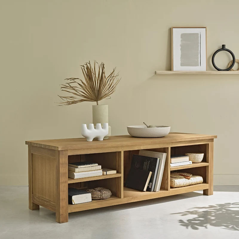 Mueble de TV de teca maciza de 150 cm