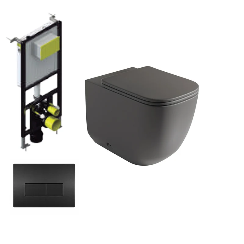 Chicago | Pack Inodoro Suspendido | Rimless con Cisterna Empotrada y Pulsador