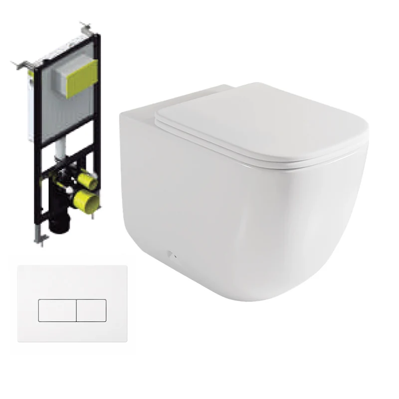 Chicago | Pack Inodoro Suspendido | Rimless con Cisterna Empotrada y Pulsador