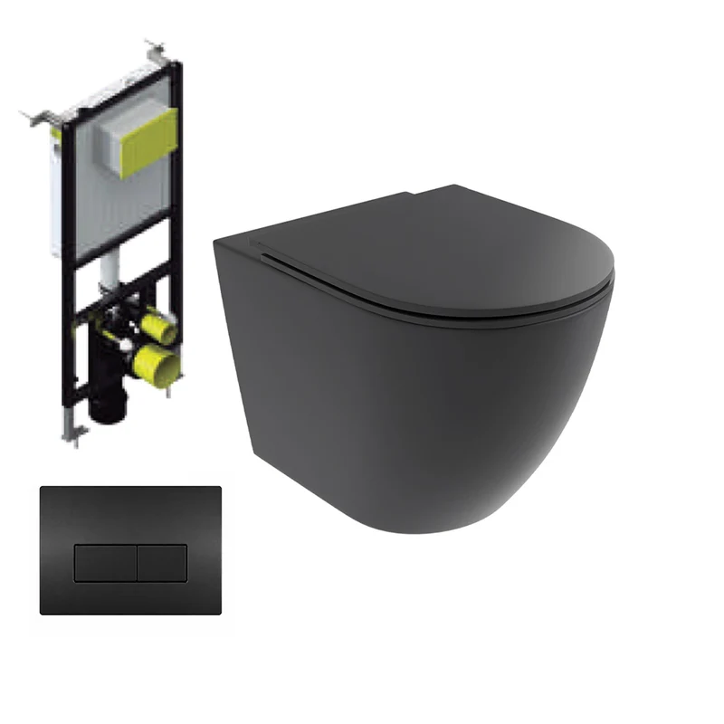 Hawaii | Pack Inodoro Suspendido | Rimless con Cisterna Empotrada y Pulsador