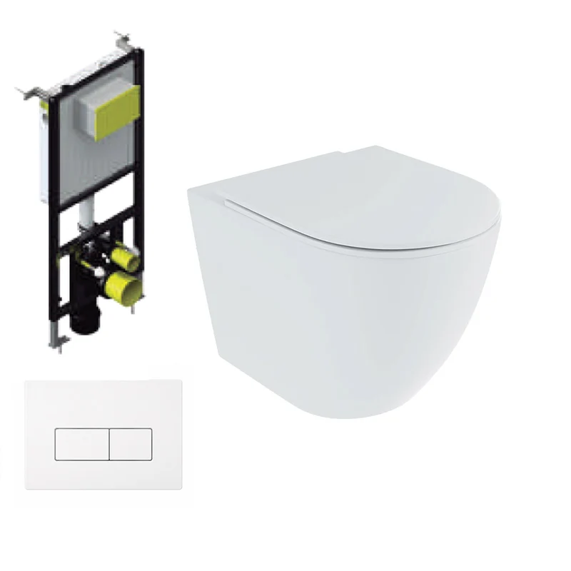 Hawaii | Pack Inodoro Suspendido | Rimless con Cisterna Empotrada y Pulsador