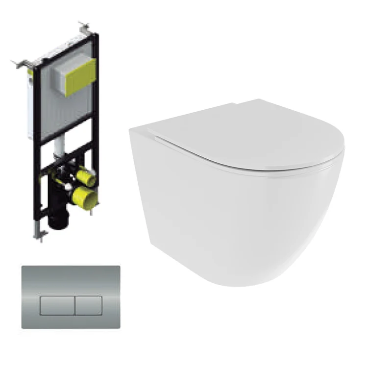 Hawaii | Pack Inodoro Suspendido | Rimless con Cisterna Empotrada y Pulsador