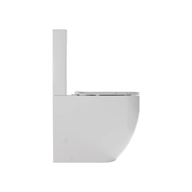 Florida | Inodoro PMR Redondo Rimless Adosado a Pared | Altura Confort para Movilidad Reducida | Tapa Duroplast Soft Close | Blanco Brillo