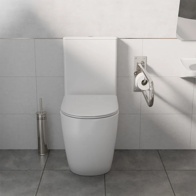 Florida | Inodoro PMR Redondo Rimless Adosado a Pared | Altura Confort para Movilidad Reducida | Tapa Duroplast Soft Close | Blanco Brillo
