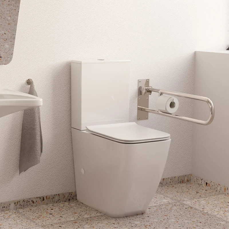 Florida | Inodoro PMR Rimless Adosado a Pared | Altura Confort para Movilidad Reducida | Tapa Duroplast Soft Close | Blanco Brillo