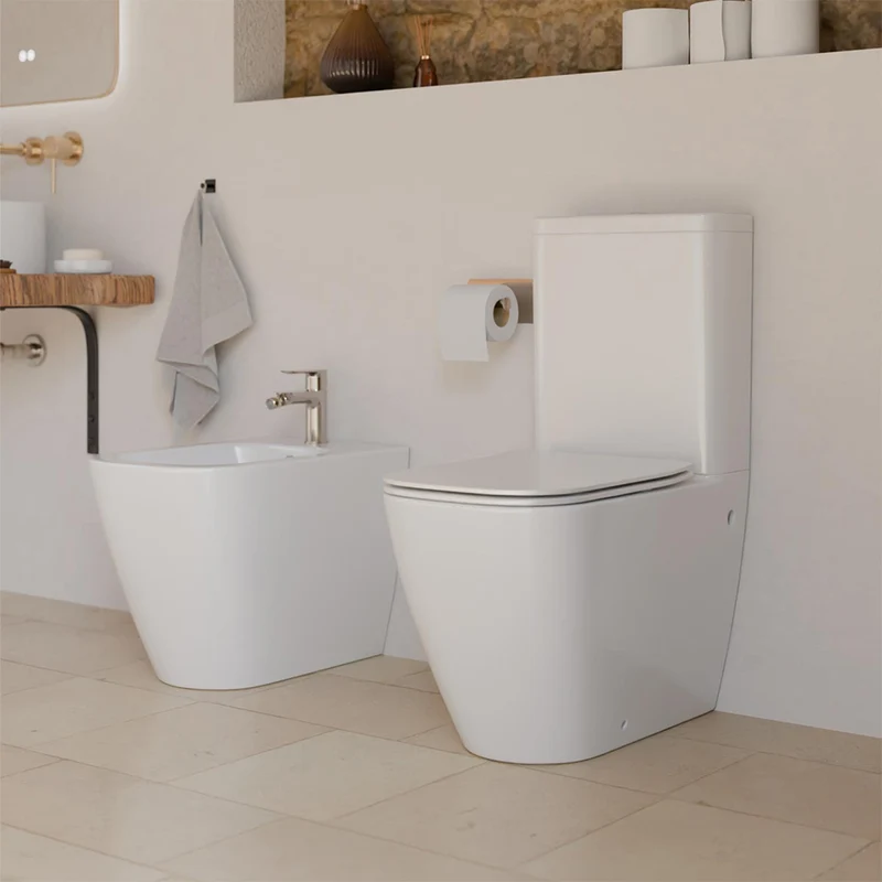 Illinois | Inodoro Completo Whirlflush Adosado a Pared | Tapa Extrafina Soft Close y Fácil Extracción