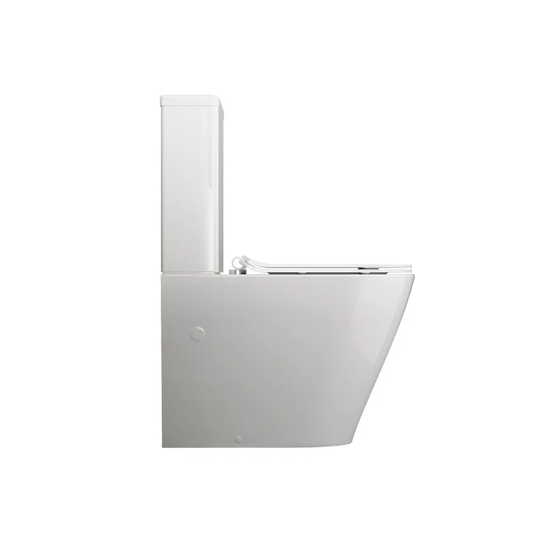 Georgia | Inodoro al Suelo Completo Rimless Adosado a Pared | Tapa Extrafina Amortiguada | Con Codo incluido