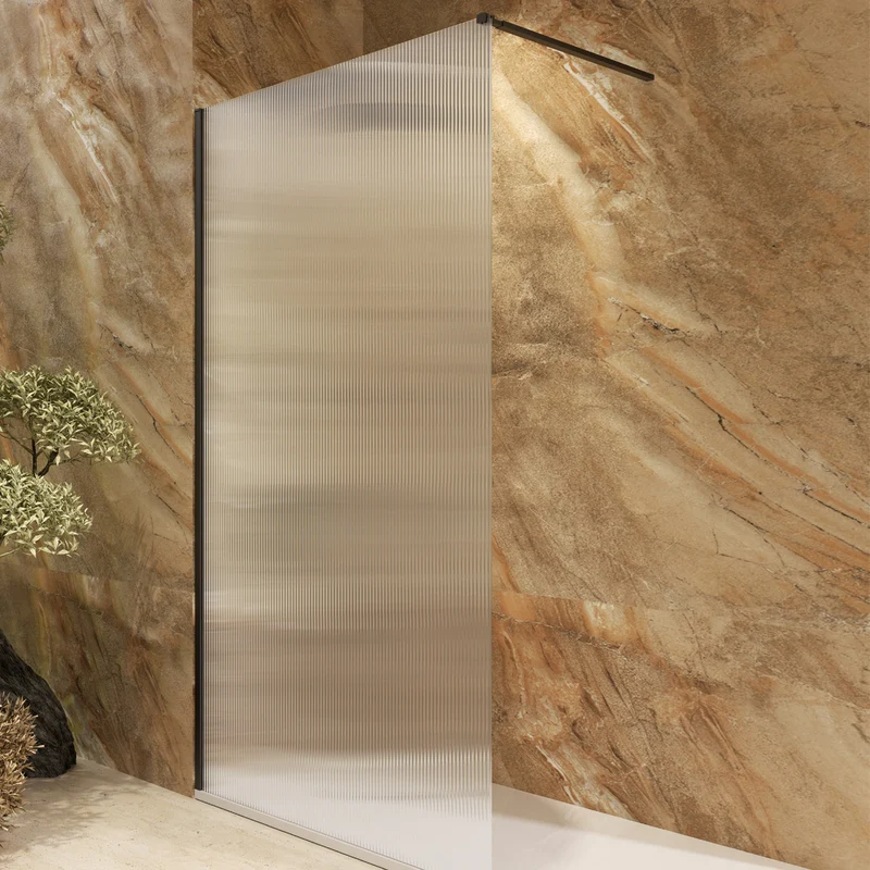 Wyoming | Panel de Ducha Fijo Walk In | Vidrio Templado 8 mm Antical Ondas | Altura 200 cm