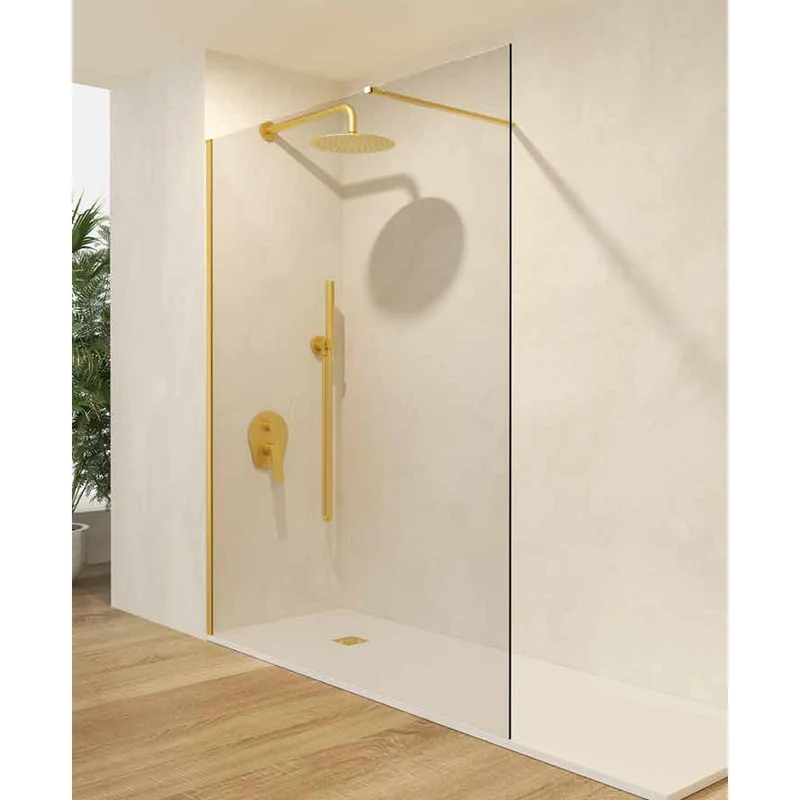Alaska | Panel de Ducha Fijo Walk In | Vidrio Templado 6 mm Antical Transparente | Altura 195 cm