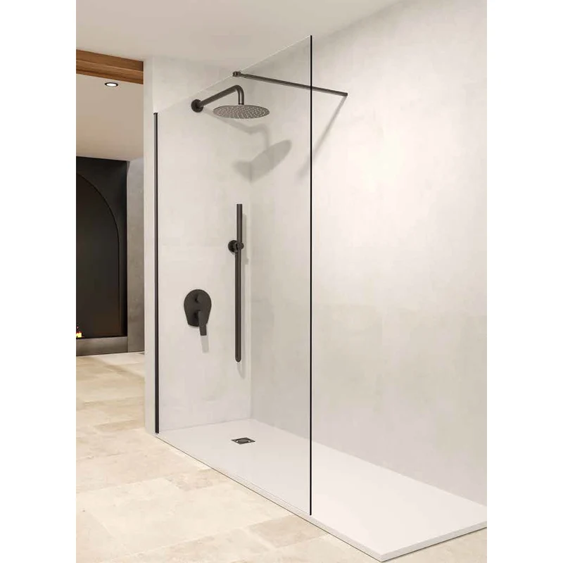 Alaska | Panel de Ducha Fijo Walk In | Vidrio Templado 6 mm Antical Transparente | Altura 195 cm