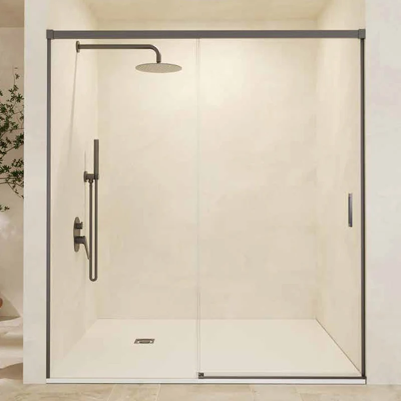 Nevada | Mampara Frontal Corredera 1 Puerta 1 Fijo | Vidrio Templado 6 mm Antical | Altura 195 cm