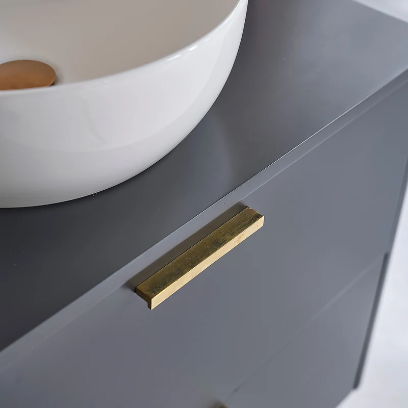 Mueble suspendido para lavabo de acacia maciza negra de 80 cm