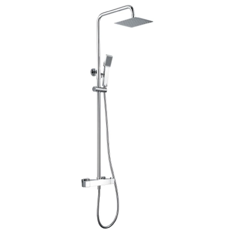 Denver | Columna de ducha con grifo termostatico | Rociador Cuadrado acero inox. S.304 20x20 cm | Extraplano Antical