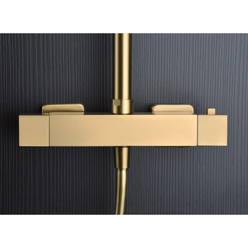 Denver | Columna de ducha con grifo termostatico | Rociador Cuadrado acero inox. S.304 20x20 cm | Extraplano Antical