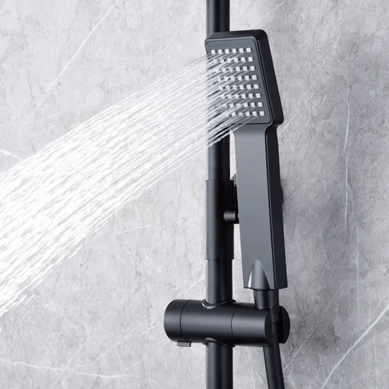 Denver | Columna de ducha con grifo termostatico | Rociador Cuadrado acero inox. S.304 20x20 cm | Extraplano Antical