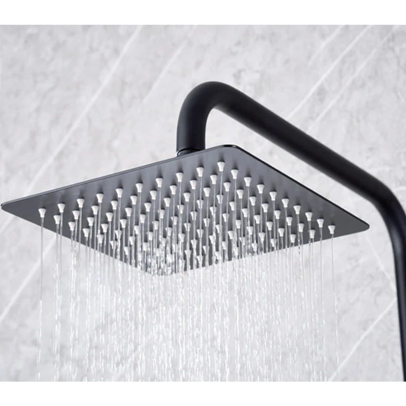 Denver | Columna de ducha con grifo termostatico | Rociador Cuadrado acero inox. S.304 20x20 cm | Extraplano Antical